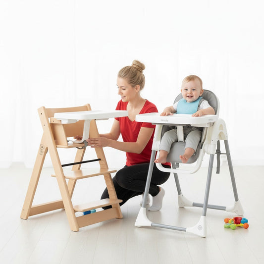 adjustable wooden high chair with footrest for toddlers
