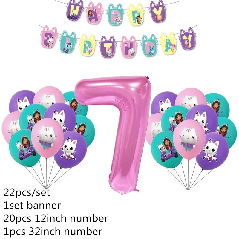 Charming Pink Gabby Dollhouse Birthday Party Supplies - Disposable Tableware, Cups, Plates, Balloons & Banners for Girls Baby Showers!