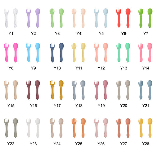 Color swatch chart with various shades of forks and spoons.