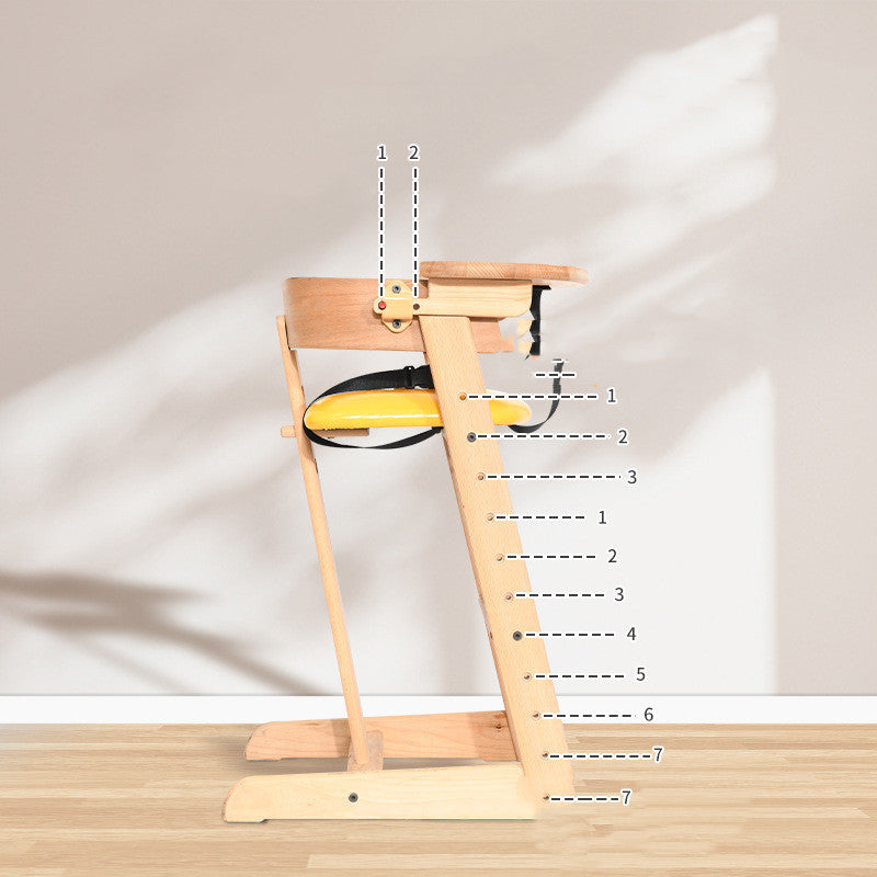 Wooden stand with a yellow object on a neutral background