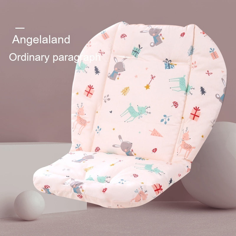 Baby seat cover with cartoon designs on a plain background