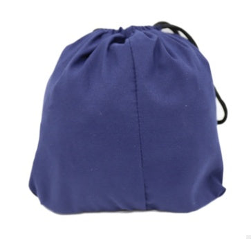Blue drawstring bag on a white background