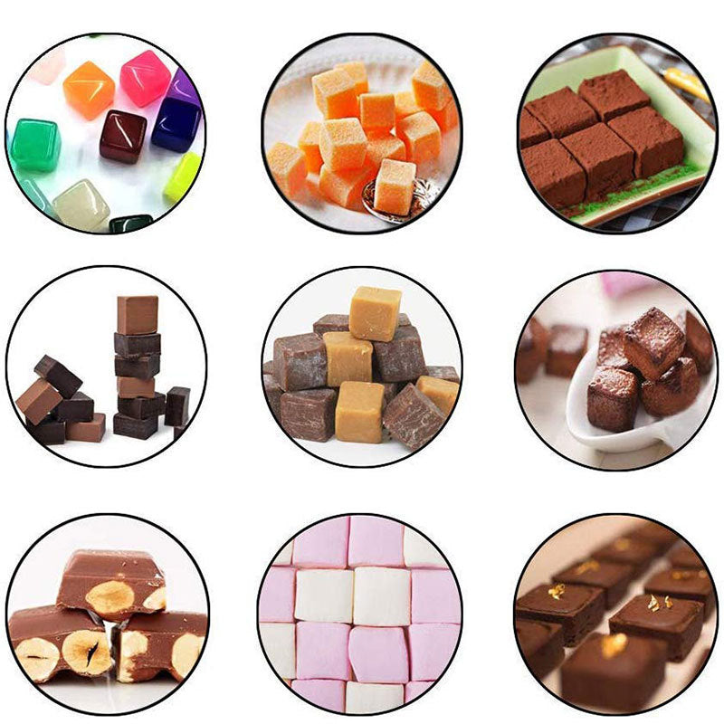 Collection of various types of chocolate candies in different shapes and colors.
