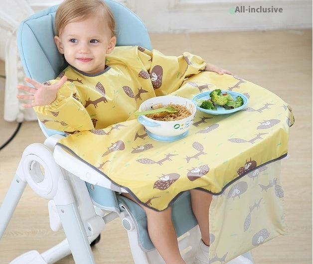 Full-Coverage Baby Bib Smock | High Chair Feeding Gown