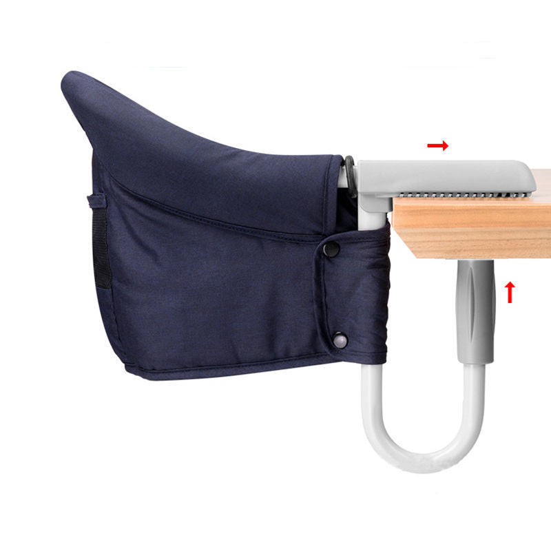 Navy saddle pad attached to a wooden horse stand with a white background