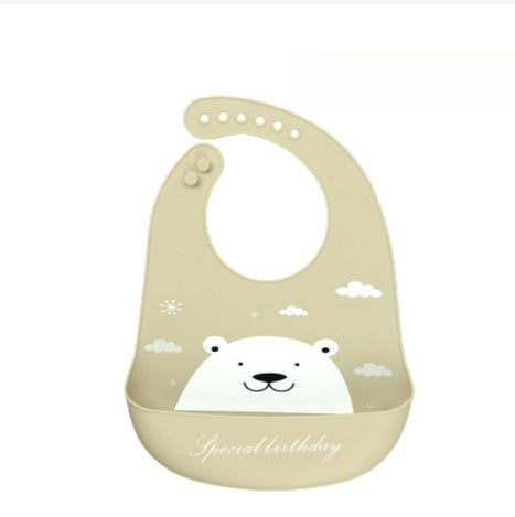 Beige bib with a polar bear design and 'Special Birthday' text on a white background