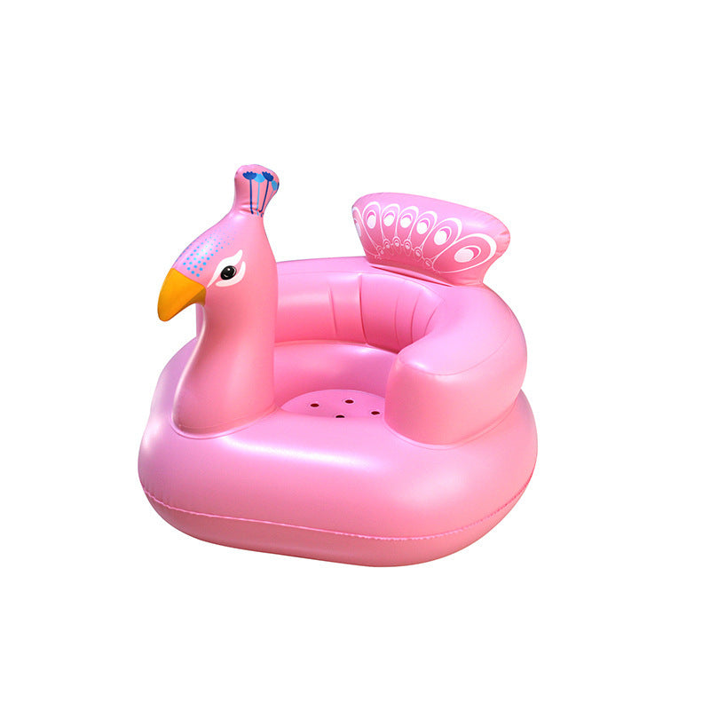 Pink inflatable flamingo pool float on a white background