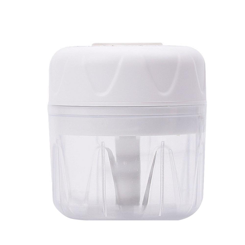 Clear plastic container with a white lid on a white background