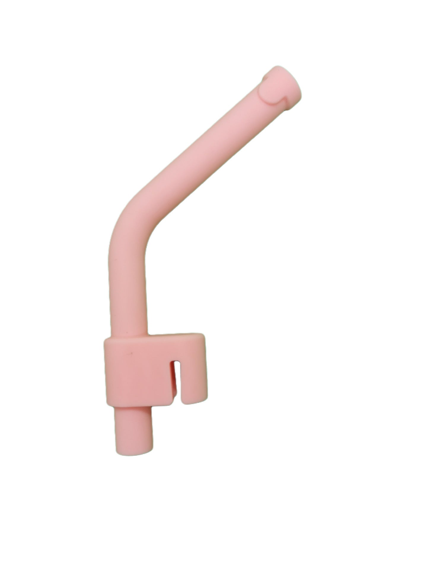 Pink straw with a clip on a white background