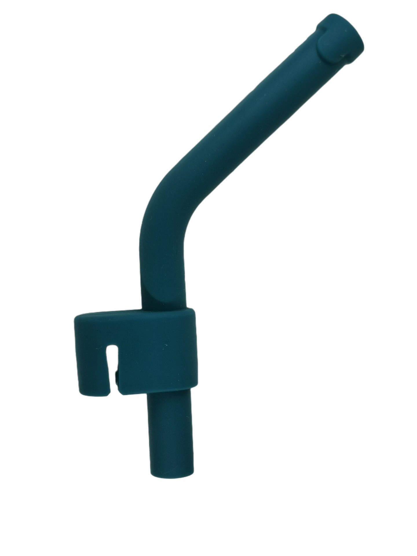 Teal straw with a holder on a white background