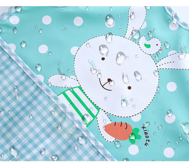 Children's fabric with cartoon character and checkered pattern