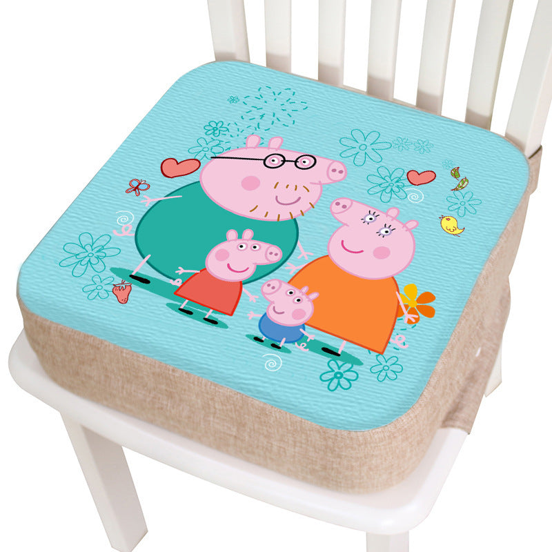Chair cushion with Peppa Pig family design on a white chair