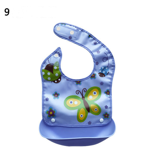 Baby bib with butterfly design on a white background