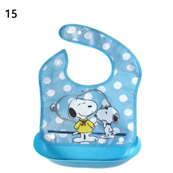 Baby bib with cartoon design on a white background