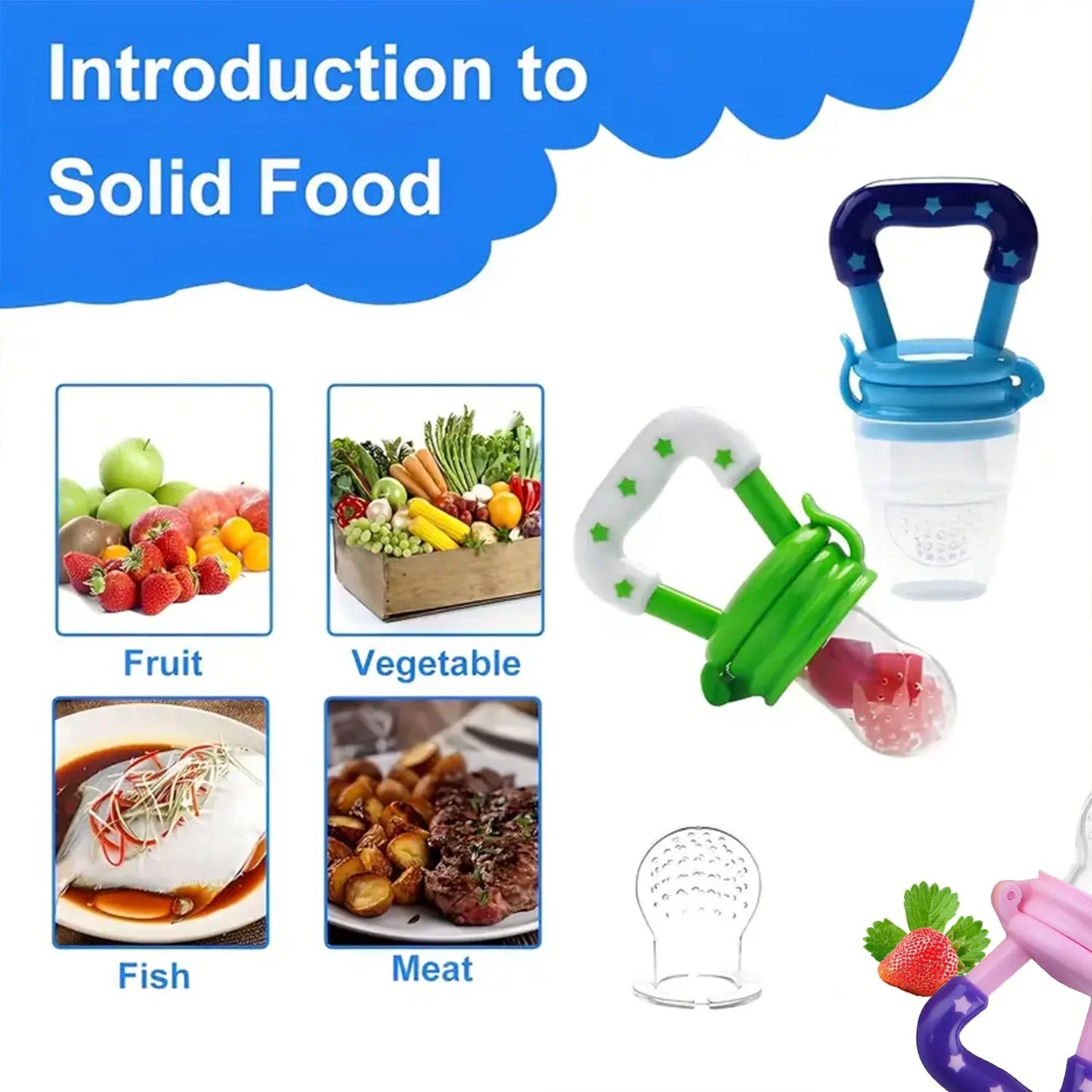 Silicone Baby Fruit and Vegetable Teether - Safe Feeding Tableware for Infants