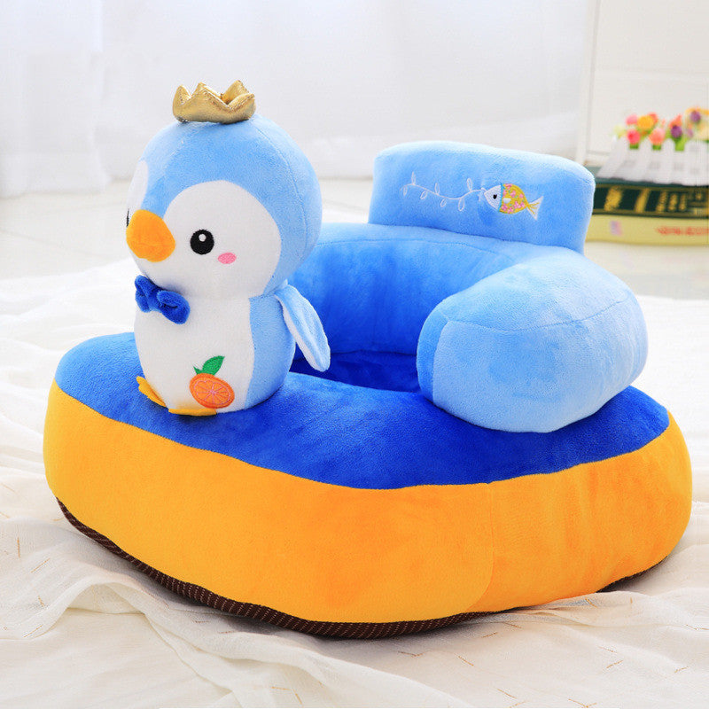 Children's plush chair with penguin design on a white background