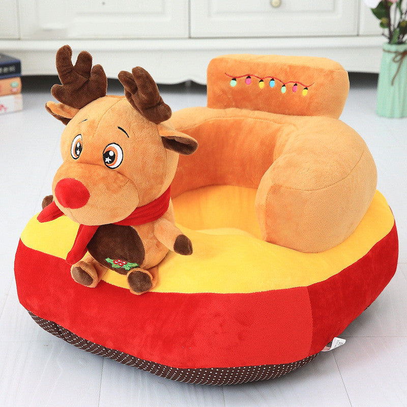Children's reindeer-shaped chair on a light-colored floor.