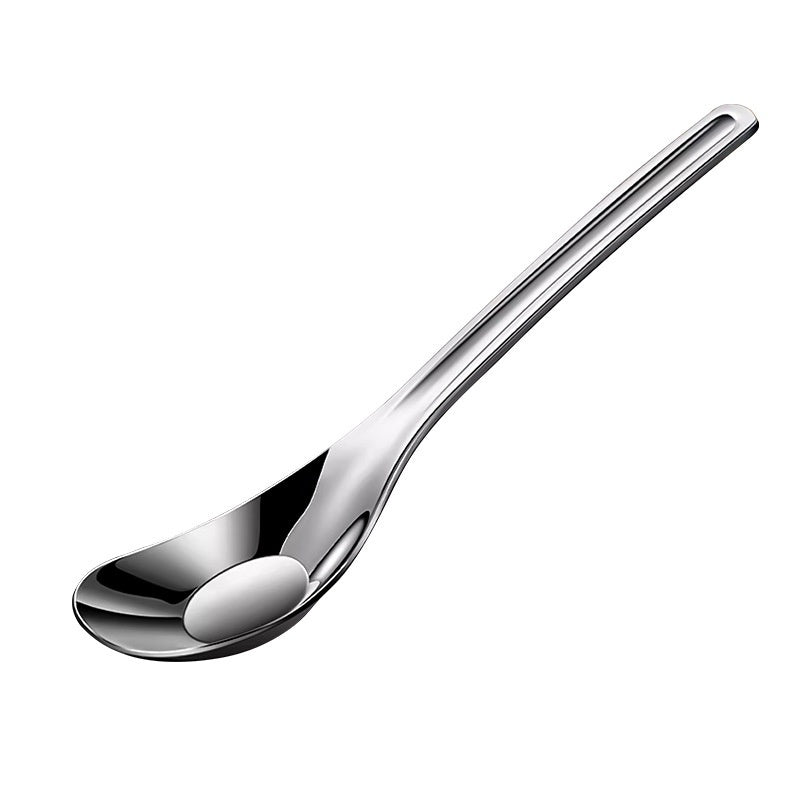 Stainless steel spoon on a white background