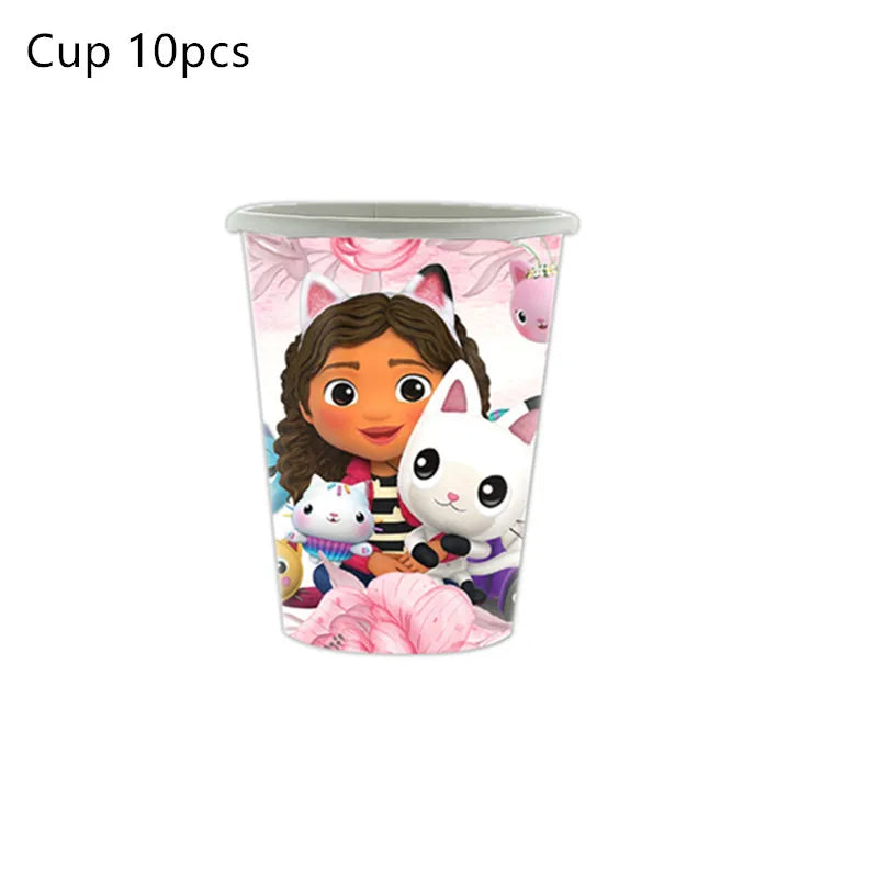 Charming Pink Gabby Dollhouse Birthday Party Supplies - Disposable Tableware, Cups, Plates, Balloons & Banners for Girls Baby Showers!