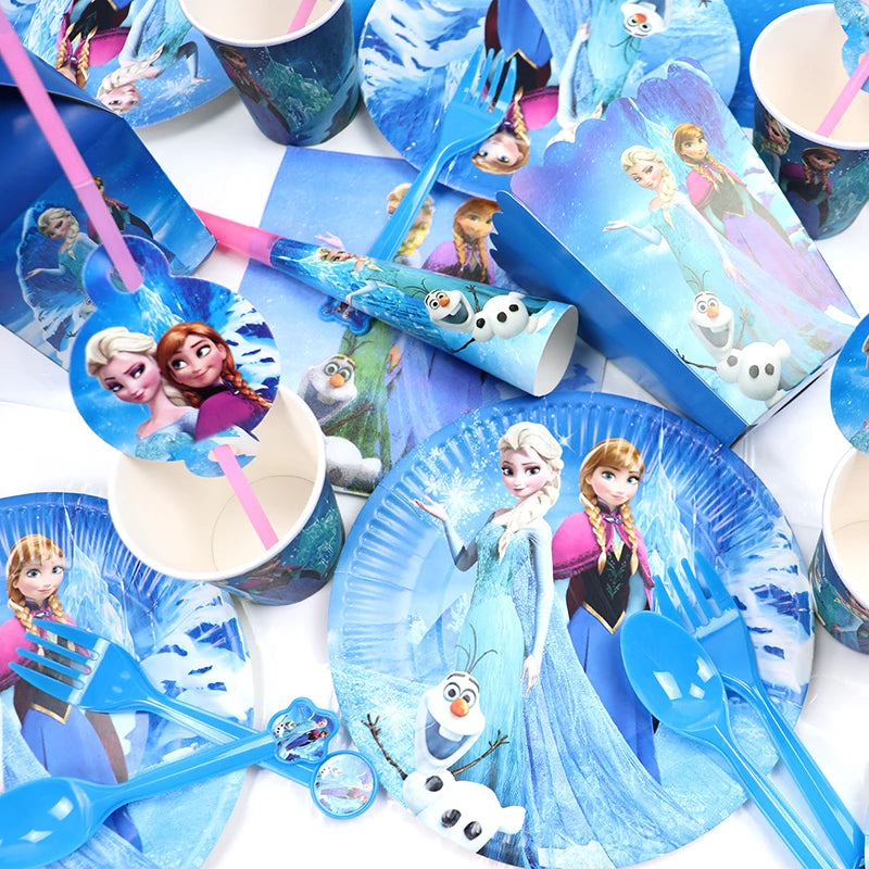 Enchanting Frozen Anna & Elsa Birthday Party Supplies – Disposable Tableware, Plates, Cups, Napkins, Balloons for Kids & Baby Showers