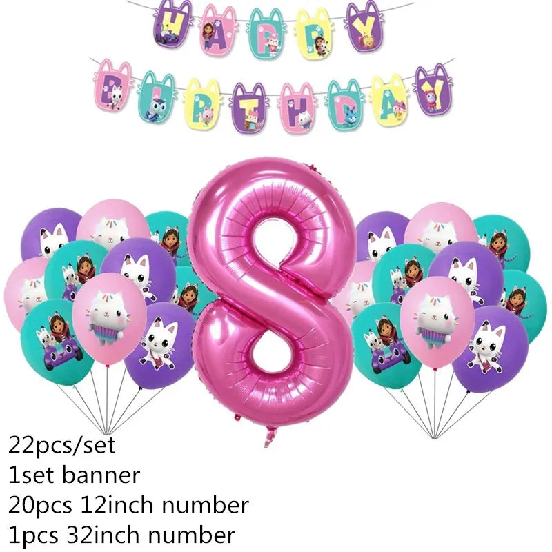 Charming Pink Gabby Dollhouse Birthday Party Supplies - Disposable Tableware, Cups, Plates, Balloons & Banners for Girls Baby Showers!