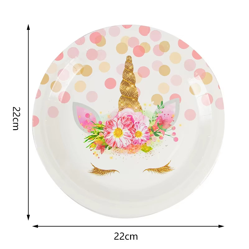 Magical Unicorn Birthday Party Tableware Set - Plates, Cups & Banner for Girls - Ideal Baby Shower Gift!