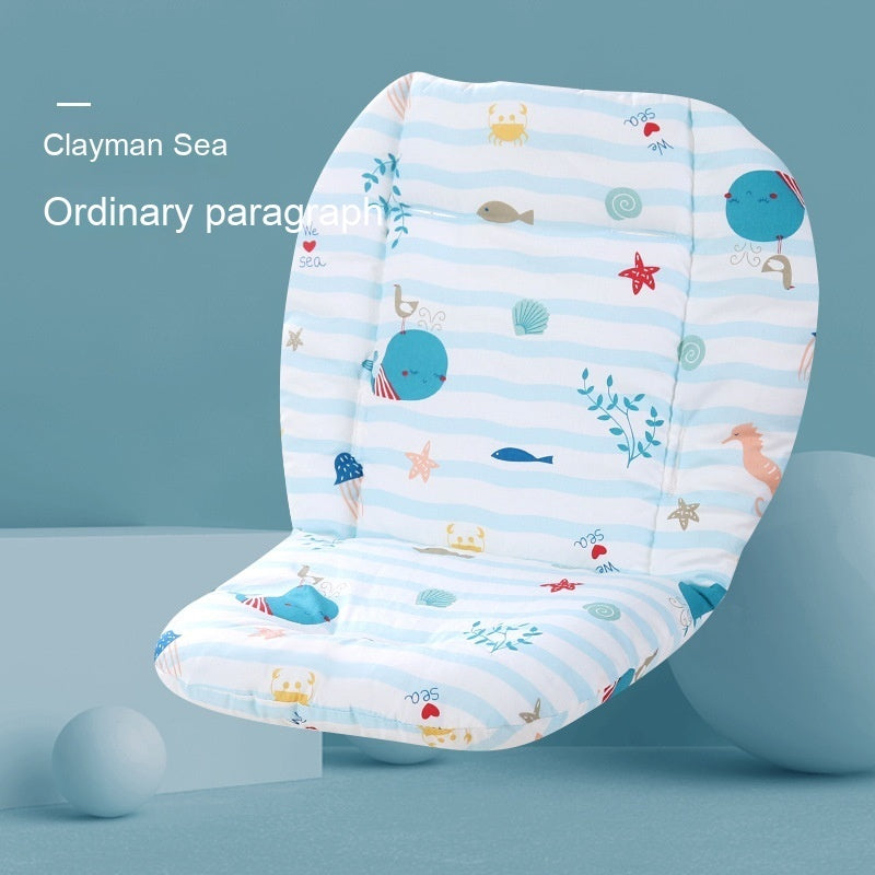 Baby seat cover with ocean-themed design on a blue background