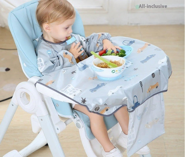Full-Coverage Baby Bib Smock | High Chair Feeding Gown