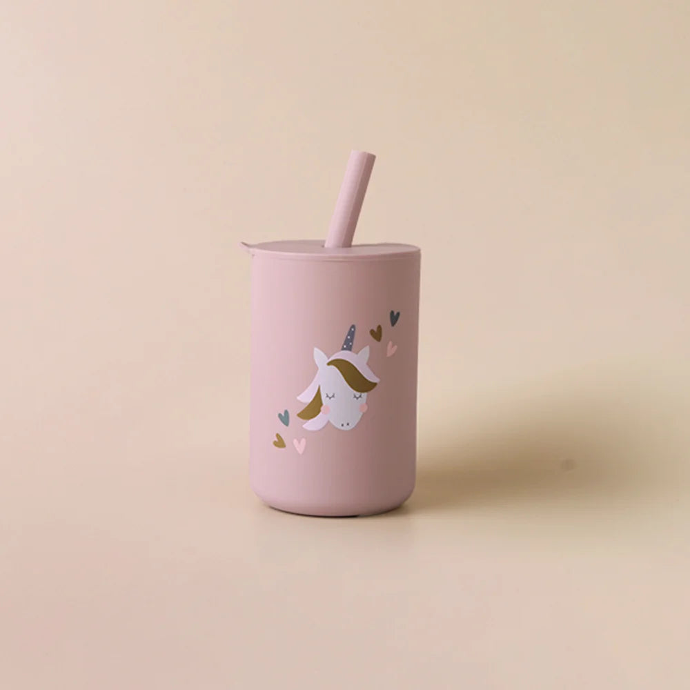 Leakproof Silicone Baby Straw Cup - Safe, Anti-Hot Toddler Water Bottle for Easy Learning and Feeding