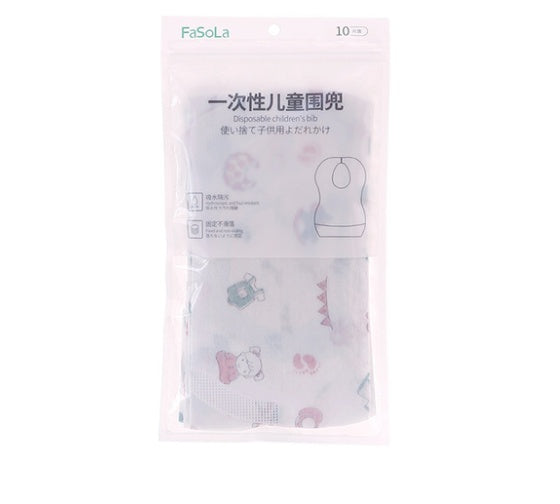 Pack of disposable children's bibs with FaSoLa branding on a white background
