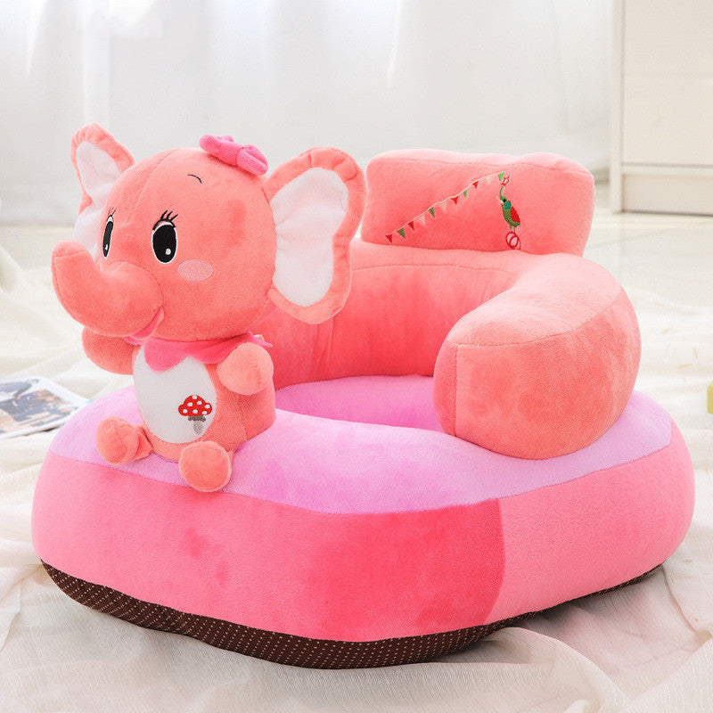Pink elephant-shaped children's chair on a white background
