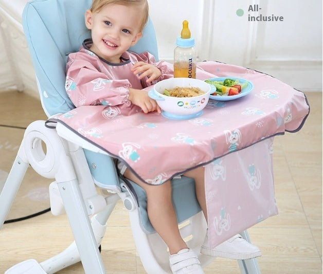 Full-Coverage Baby Bib Smock | High Chair Feeding Gown