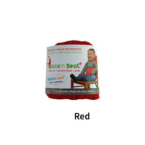 Red 'Sack'n Seat' product packaging on a white background