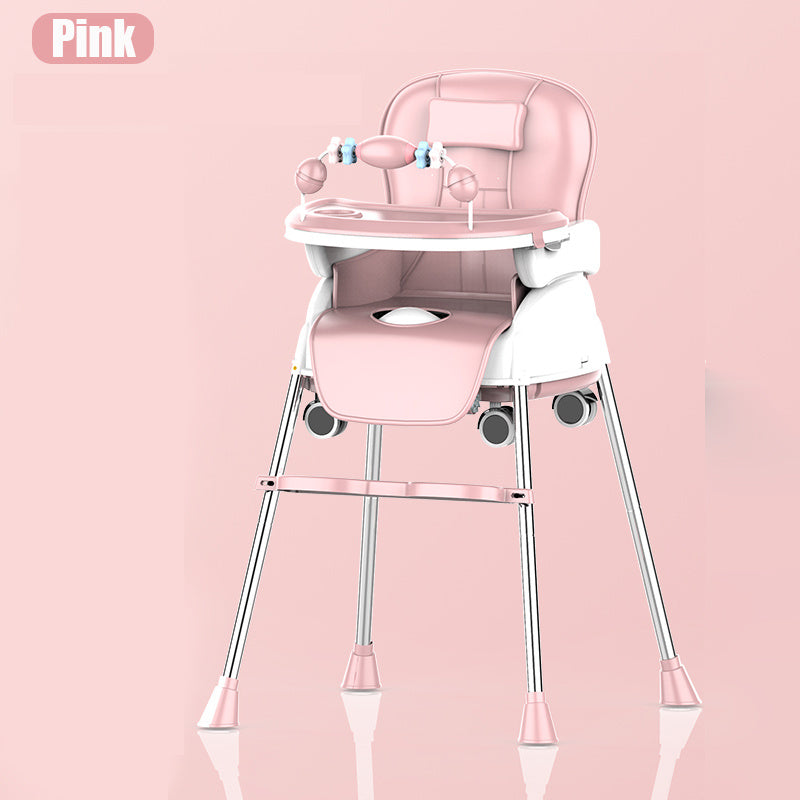 Pink high chair on a pink background with 'Pink' label.