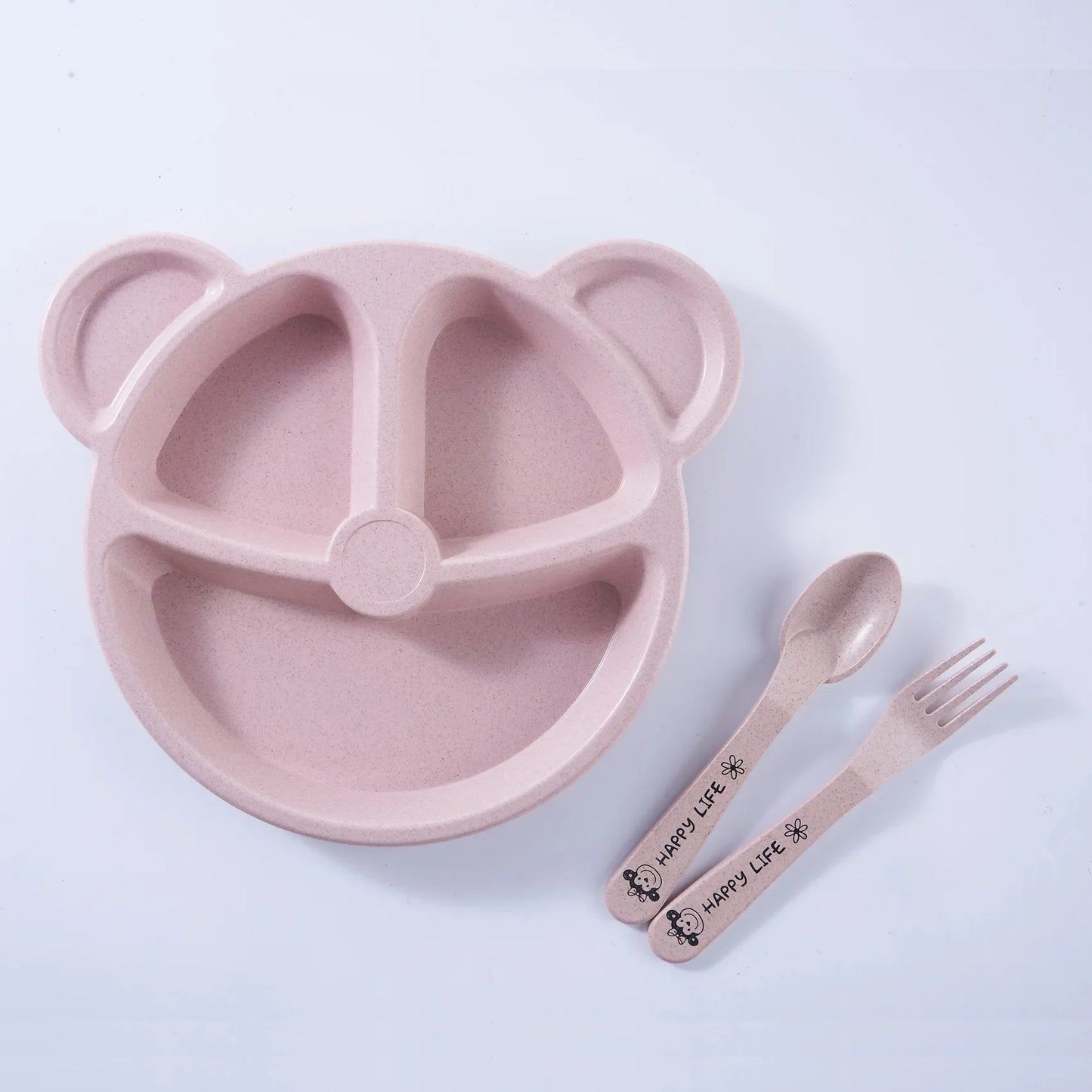 Cute Cartoon Bear 3-Piece Baby Feeding Set - Bowl, Spoon & Fork for Safe and Fun Mealtime!