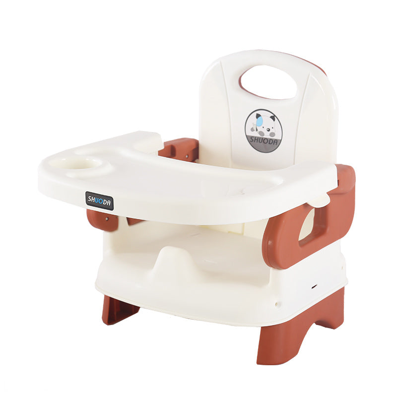 Children's booster seat with tray on a white background