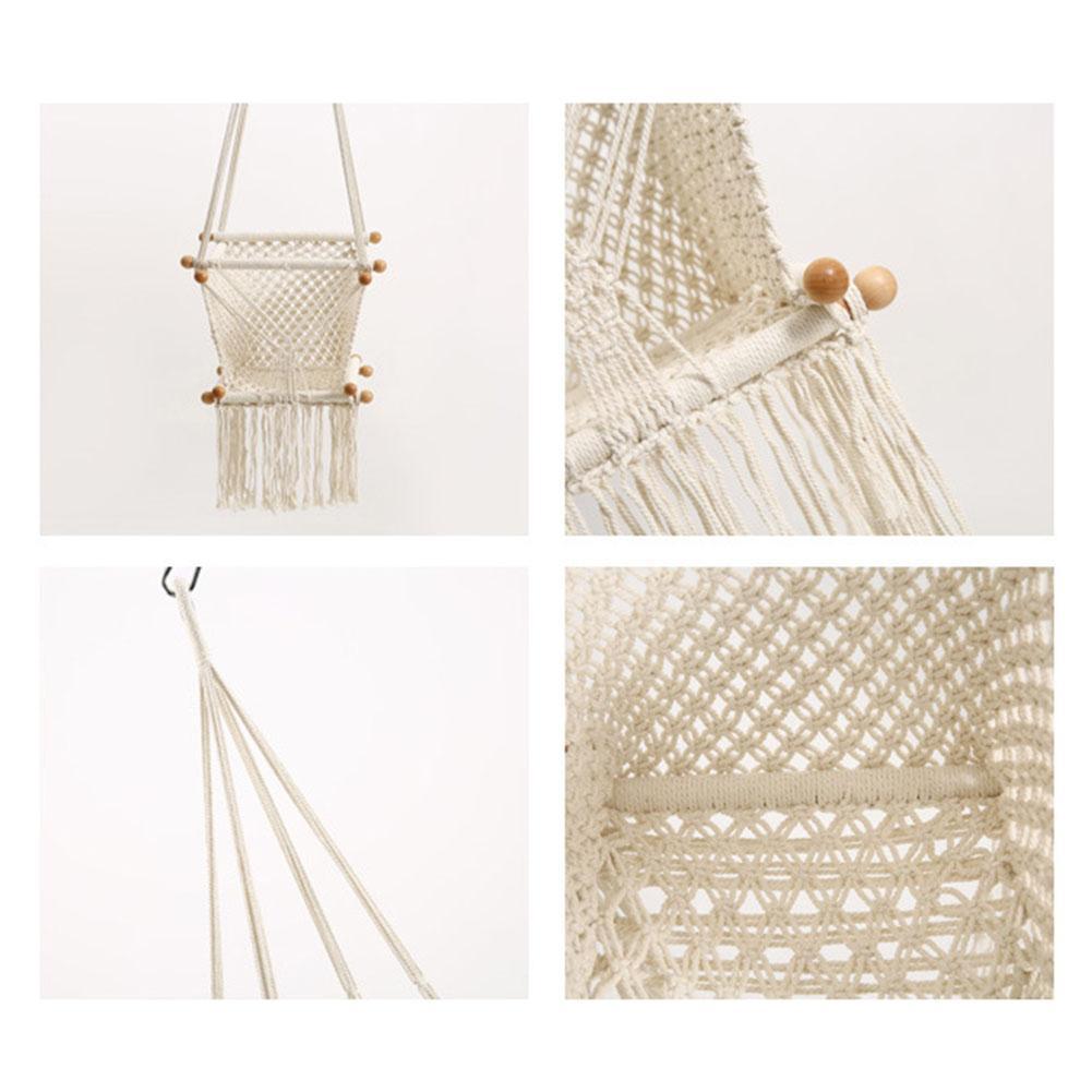 Collage of a macrame wall hanging with close-up details on a white background