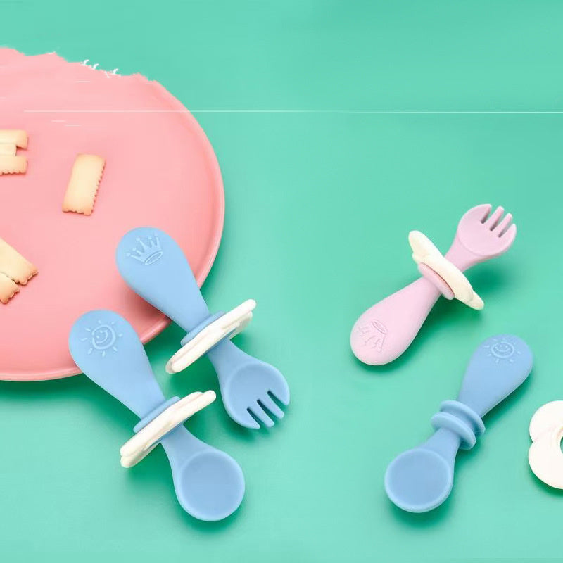 KikiBoo Short Handle Silicone Spoon & Fork