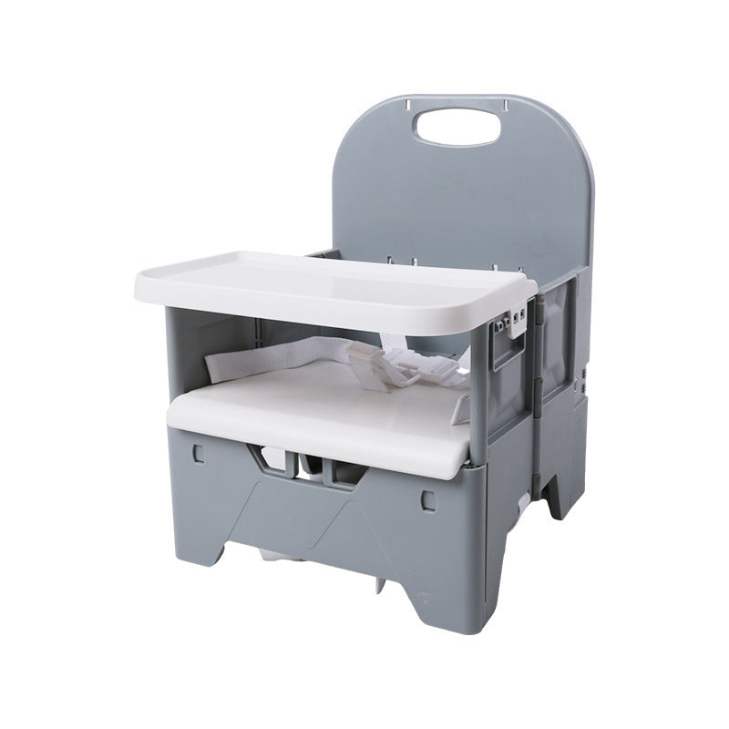 Gray and white baby changing table on a white background