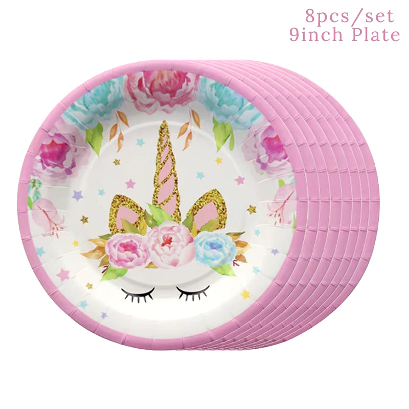 Magical Unicorn Birthday Party Tableware Set - Plates, Cups & Banner for Girls - Ideal Baby Shower Gift!