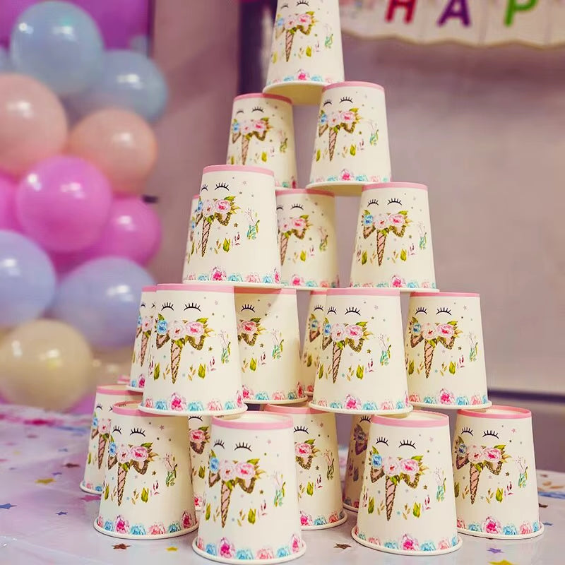 Magical Unicorn Birthday Party Tableware Set - Plates, Cups & Banner for Girls - Ideal Baby Shower Gift!