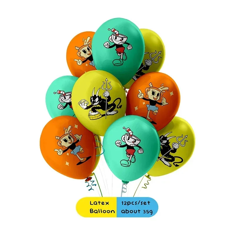Cuphead Cartoon Birthday Party Supplies - Disposable Cups, Plates, Balloons & Background for Baby Showers & Kids' Celebrations!