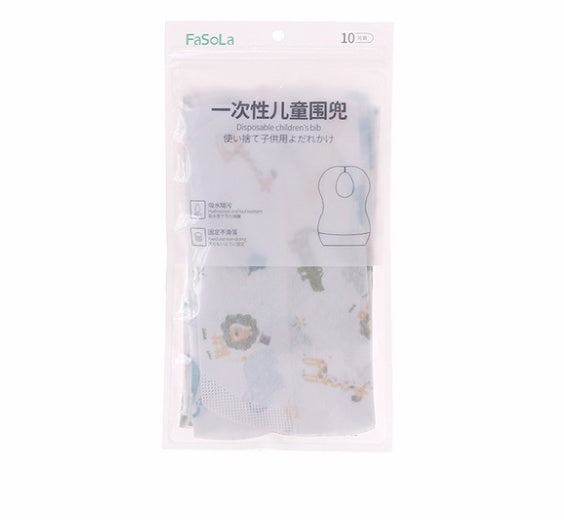 Packaged disposable children's bib with FaSoLa branding on a white background