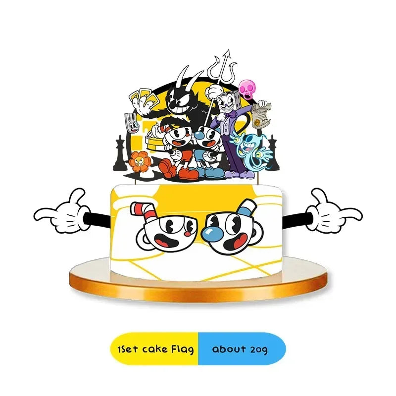 Cuphead Cartoon Birthday Party Supplies - Disposable Cups, Plates, Balloons & Background for Baby Showers & Kids' Celebrations!