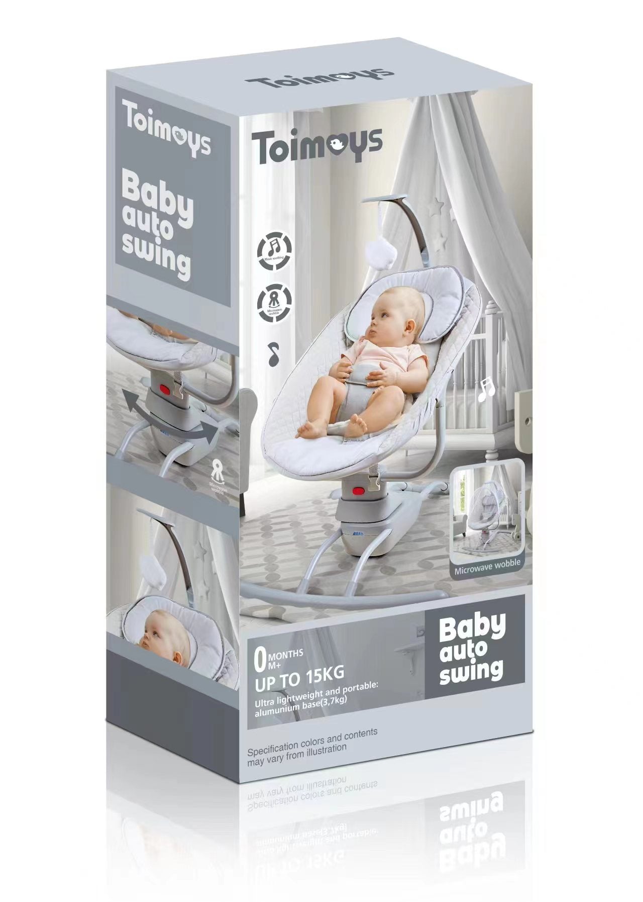 Toimoys baby auto swing packaging on a white background