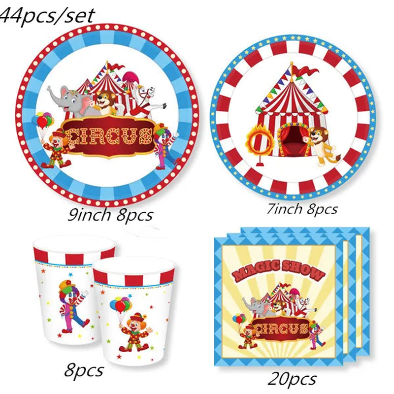 Ultimate Circus Theme Birthday Party Supplies - Disposable Cups, Plates, Banners, Clown Balloons & More!