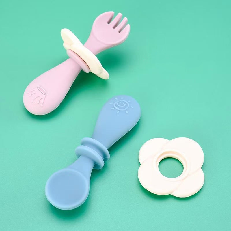 KikiBoo Short Handle Silicone Spoon & Fork
