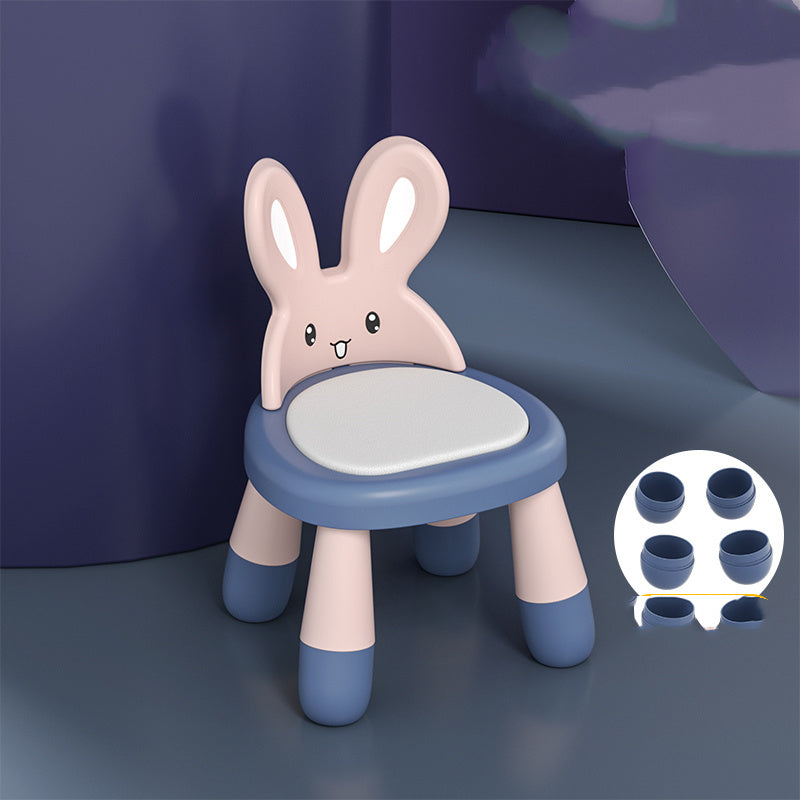 Children's chair designed like a rabbit with a small inset showing color options on a dark background