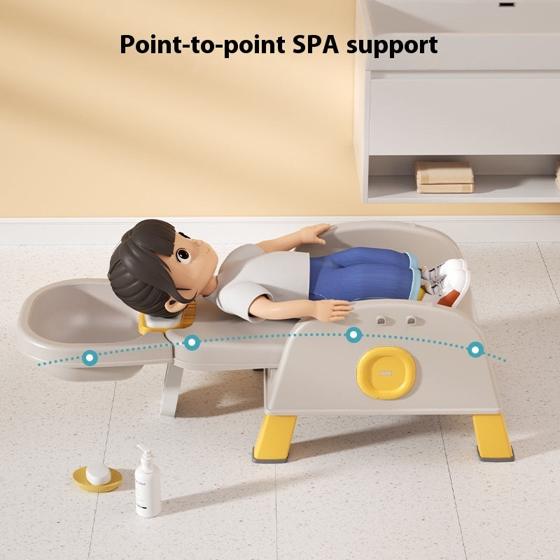 Illustration of a child lying on a medical examination table with 'Point-to-point SPA support' text above.