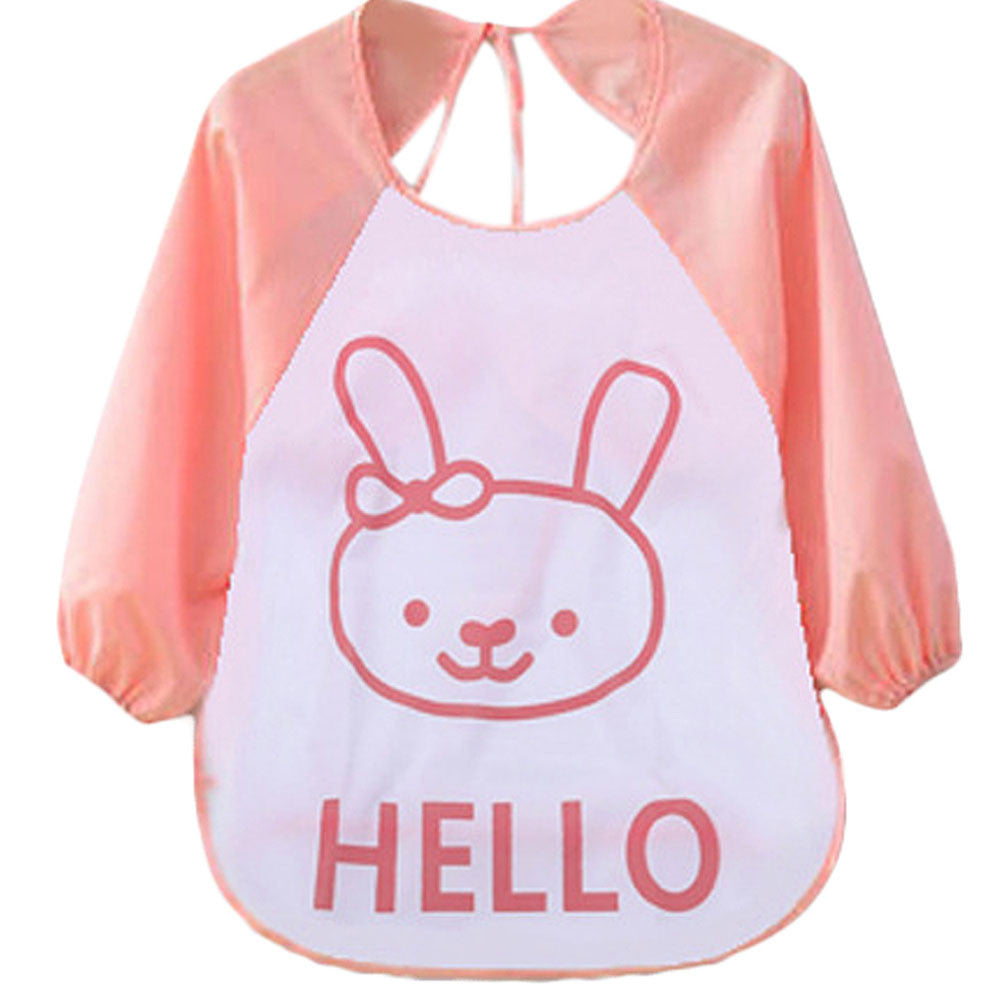 Baby bib with a cartoon bunny and 'HELLO' text on a white background